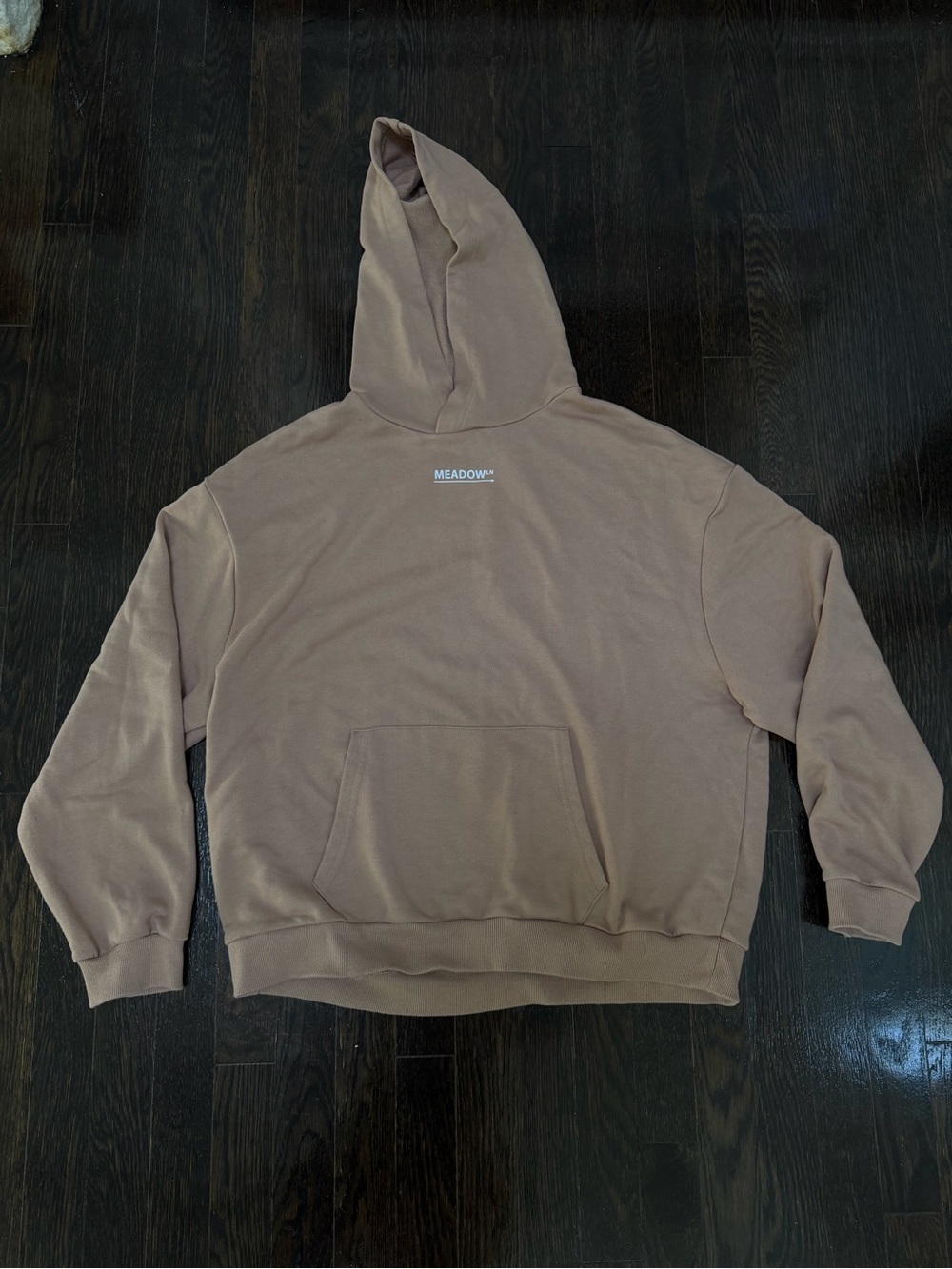 Meadow lane women’s beige cropped Hooded Sweatshirt - Relaxed Fit